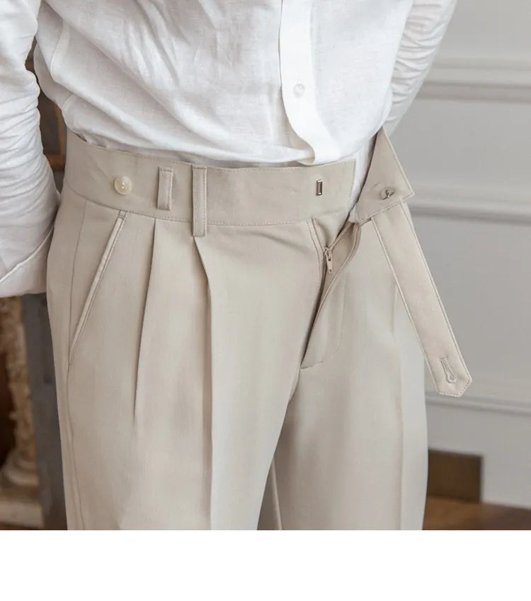 Mid-High Waist Straight Cropped British Pants - Di Supremo