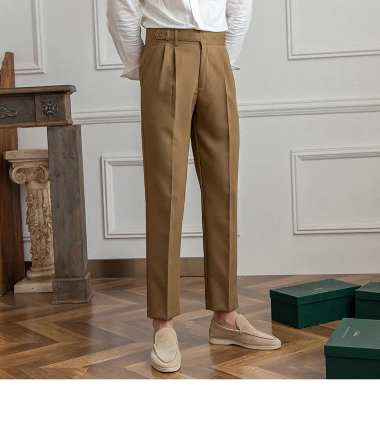 Mid-High Waist Straight Cropped British Pants - Di Supremo