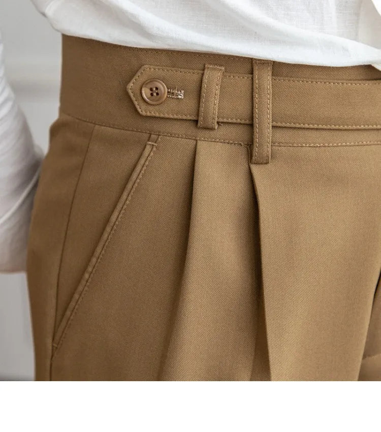 Mid-High Waist Straight Cropped British Pants - Di Supremo