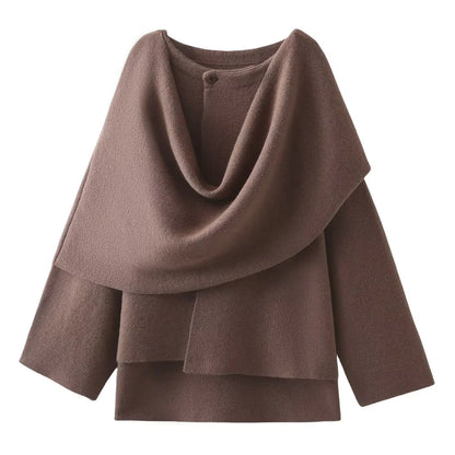 Women's Loose Casual Cape Knitted Sweater Coat - Di Supremo