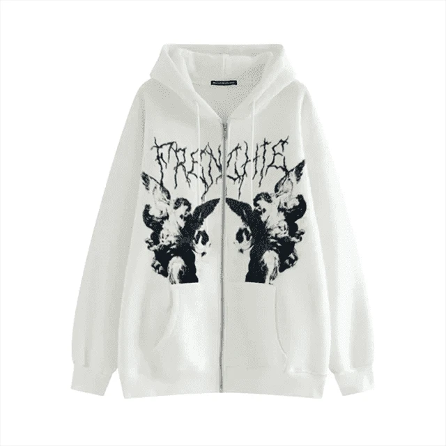 Angel Print Hooded Jacket - Di Supremo