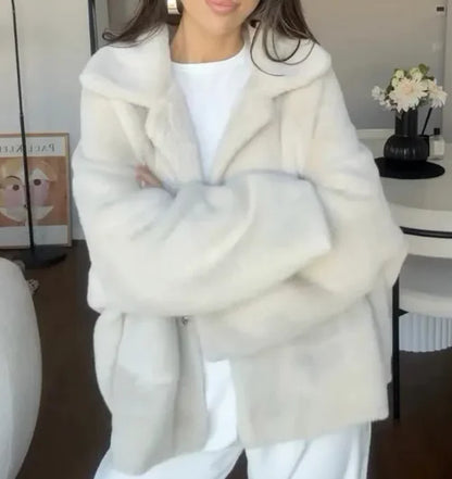 Women's Loose Lapel Furry Coat - Di Supremo