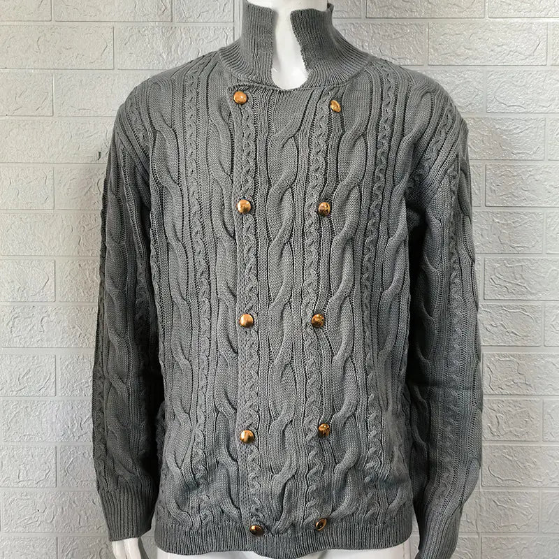 Men's Half Collar Double-breasted Knitted Sweater Coat - Di Supremo