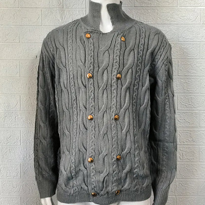 Men's Half Collar Double-breasted Knitted Sweater Coat - Di Supremo