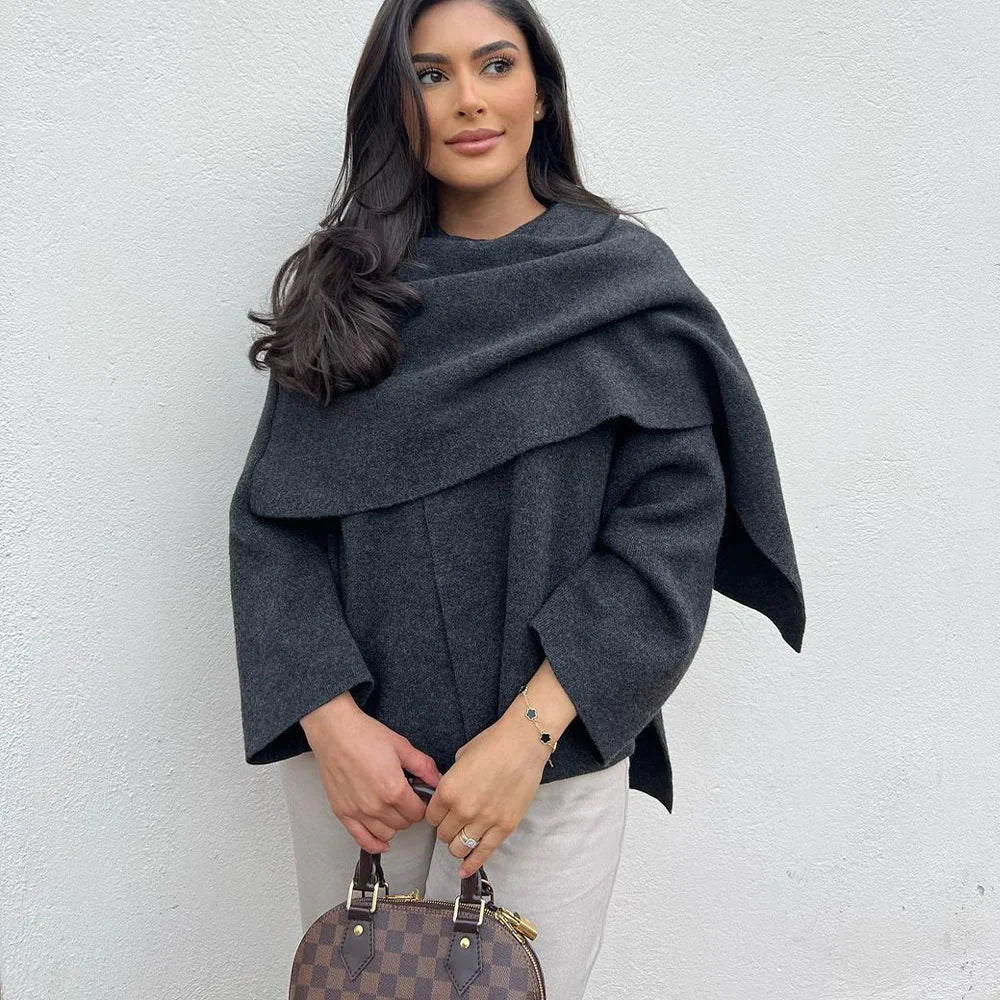 women's loose casual cape knitted sweater coat - di supremo