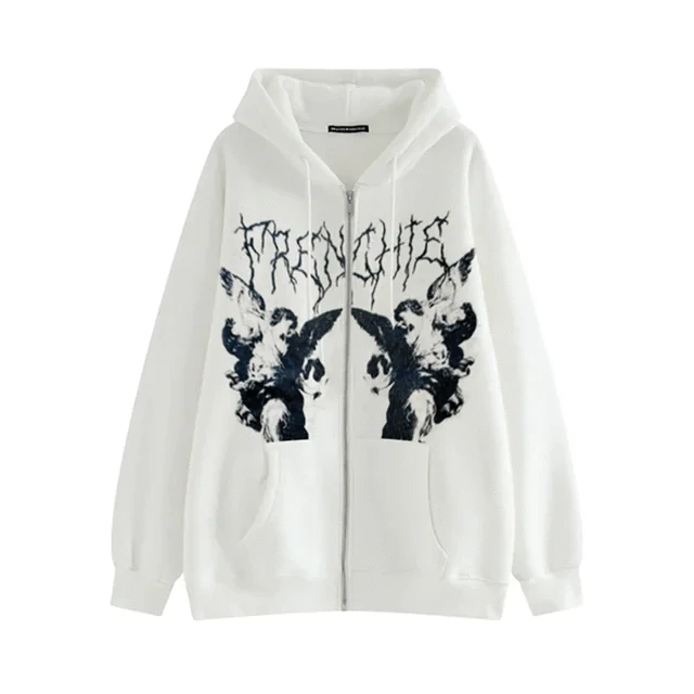 Angel Print Hooded Jacket - Di Supremo